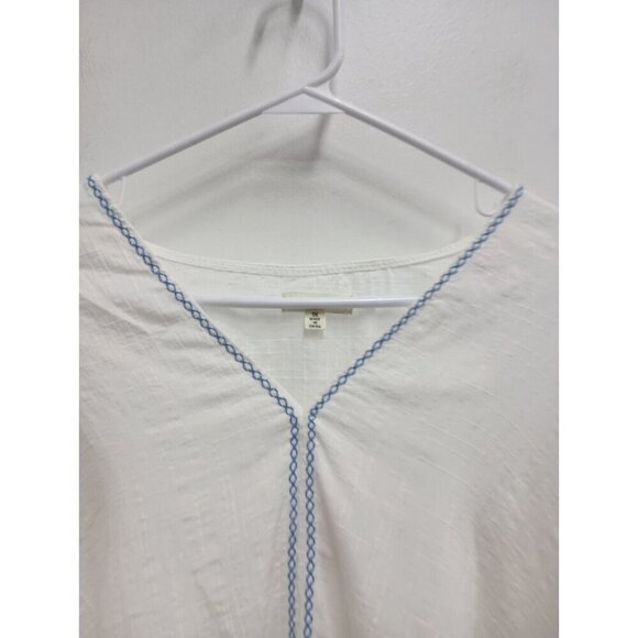 Max Studio Womens BOHO Top Size 1X White Embroidered 3/4 Bell Sleeve Peasant - Picture 2 of 9